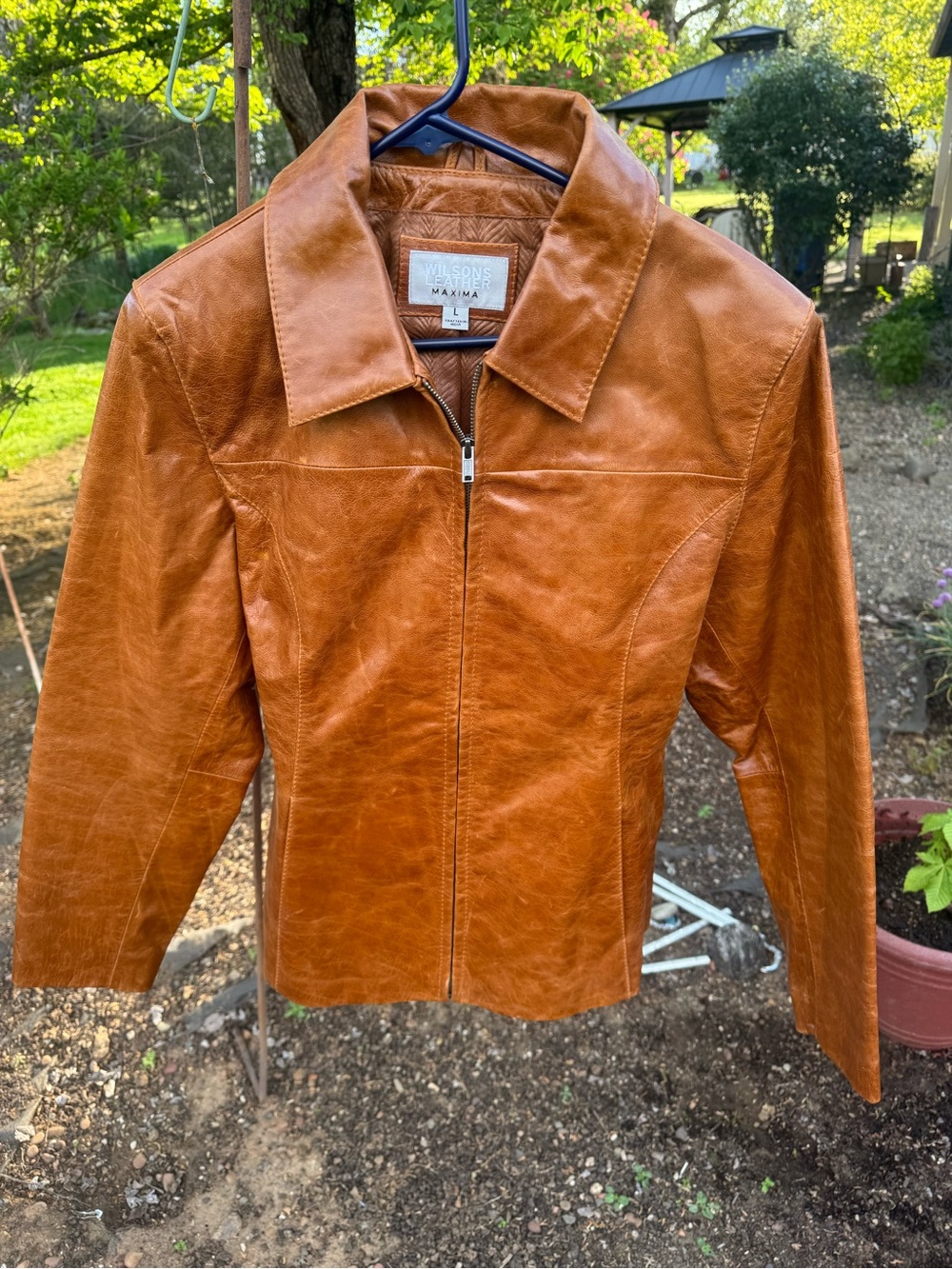 Wilsons Maxima Leather Women's Cognac Leather Zip Jacket Vintage